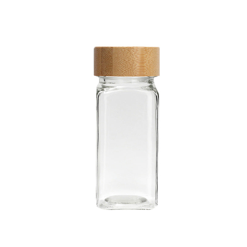 Clear Glass Spice Jar with Bamboo Lid, 120 ml