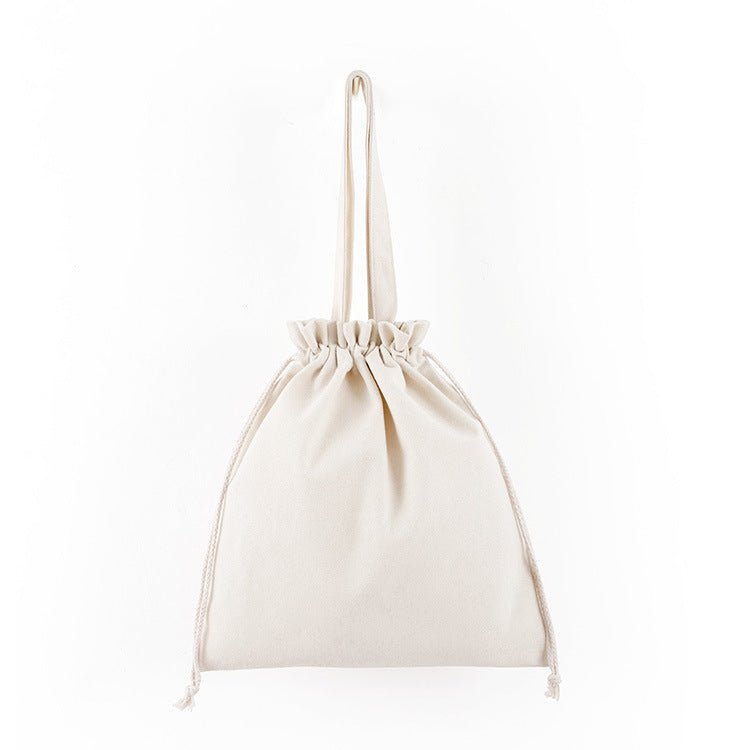 Natural Canvas Drawstring Tote, 34 x 37 cm
