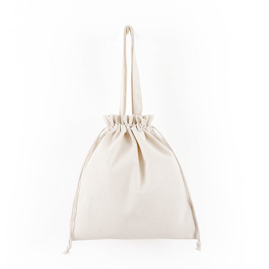 Natural Canvas Drawstring Tote, 34 x 37 cm