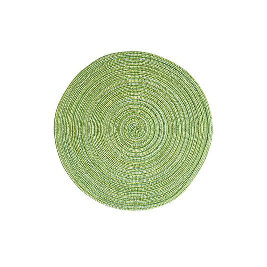 Seaweed-Green Round Woven Coaster, 11 cm