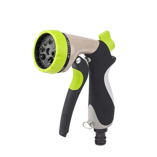 Green and Gray Multi-Pattern Garden Hose Nozzle